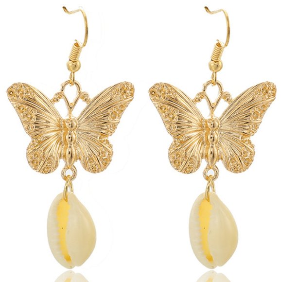 ๐Gold Butterfly Shell Earring Set - Picture 5 of 5